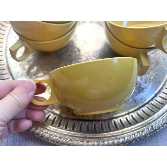FJC Melmac Melamine Coffee Cup Lot Yellow Mid Century MCM Fine Dinnerware 6‎ VTG - Picture 1 of 7